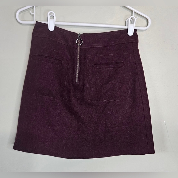❤️💛Madewell Fireside Mini Retro Wool Blend Skirt A line Size 00Plum Lined🩵💜 - Picture 2 of 9